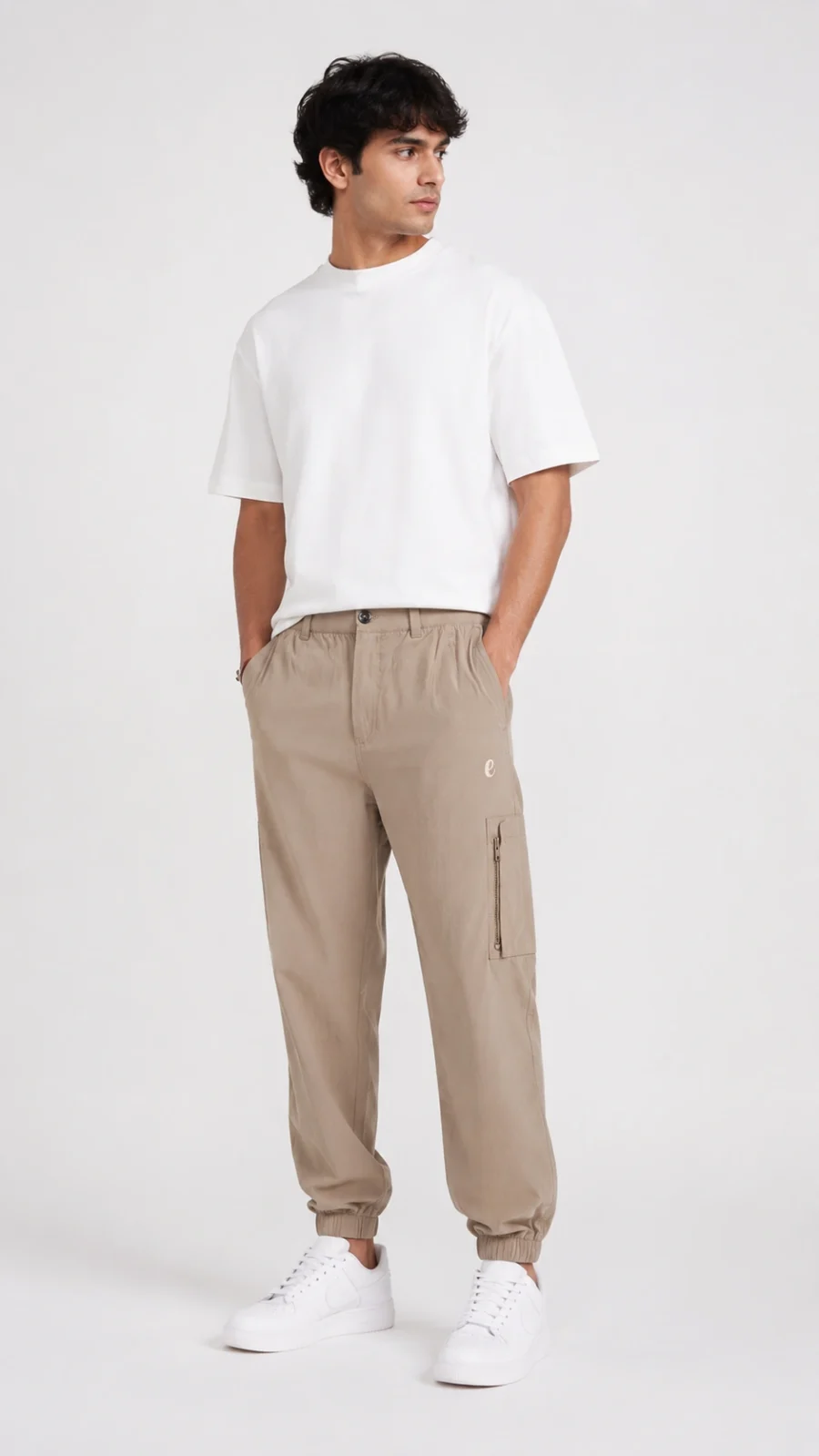Men’s Beige Cargo Jogger Pants