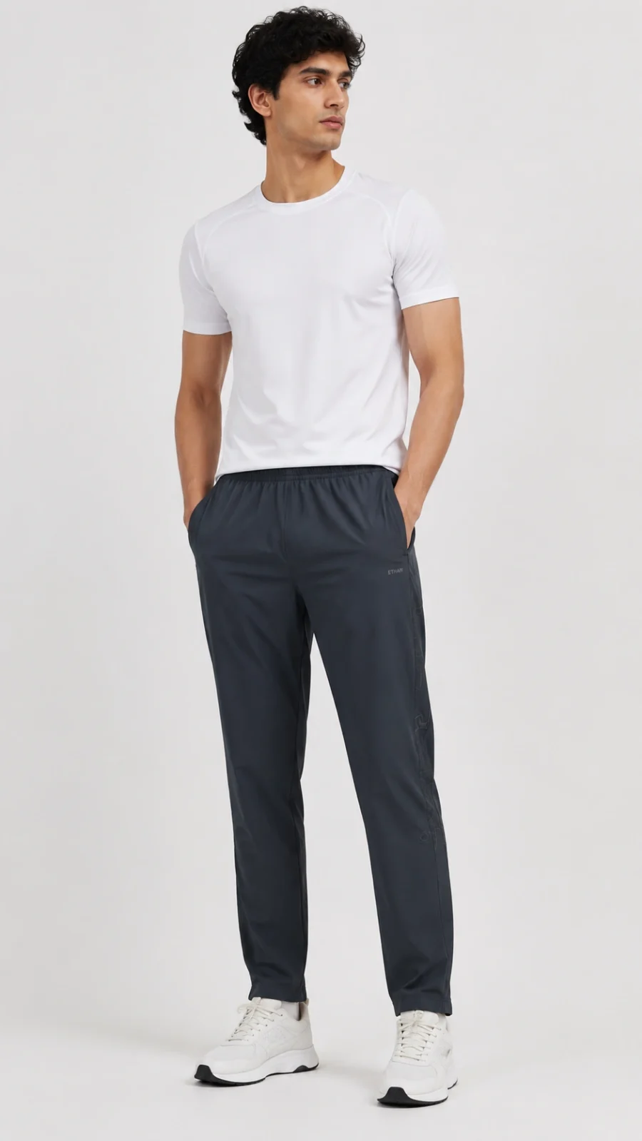 Men’s Charcoal Grey Relaxed-Fit Track Pants