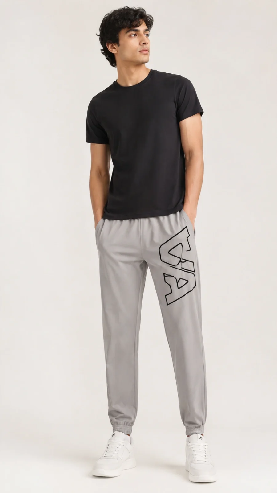 Men’s Grey Graphic Relaxed-Fit Joggers