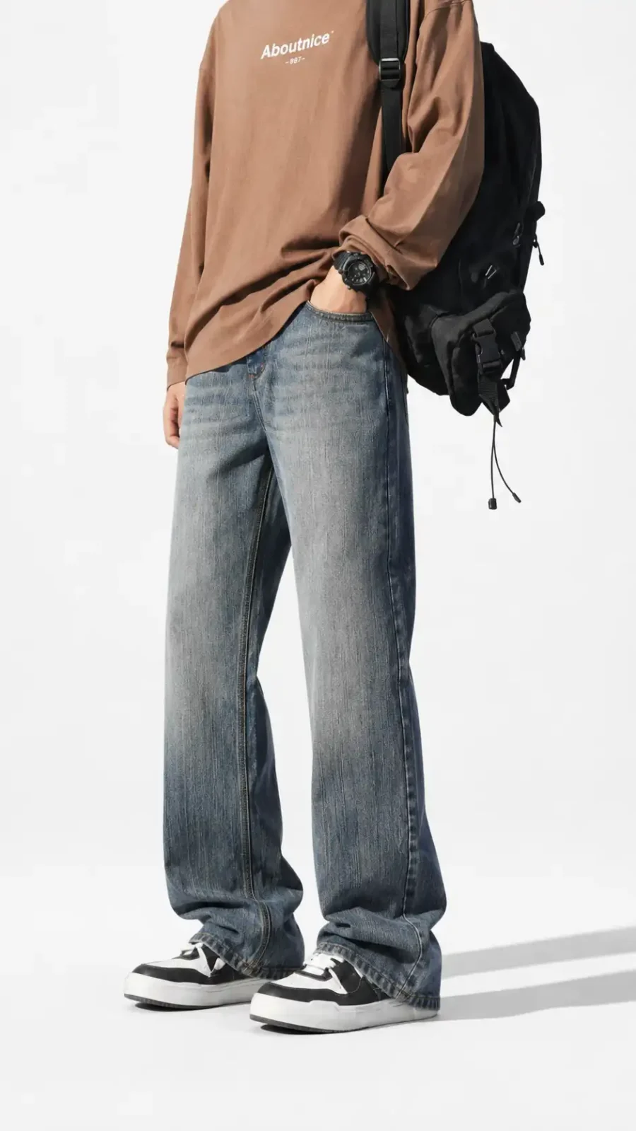 Men's Vintage Light Wash Bootcut Jeans