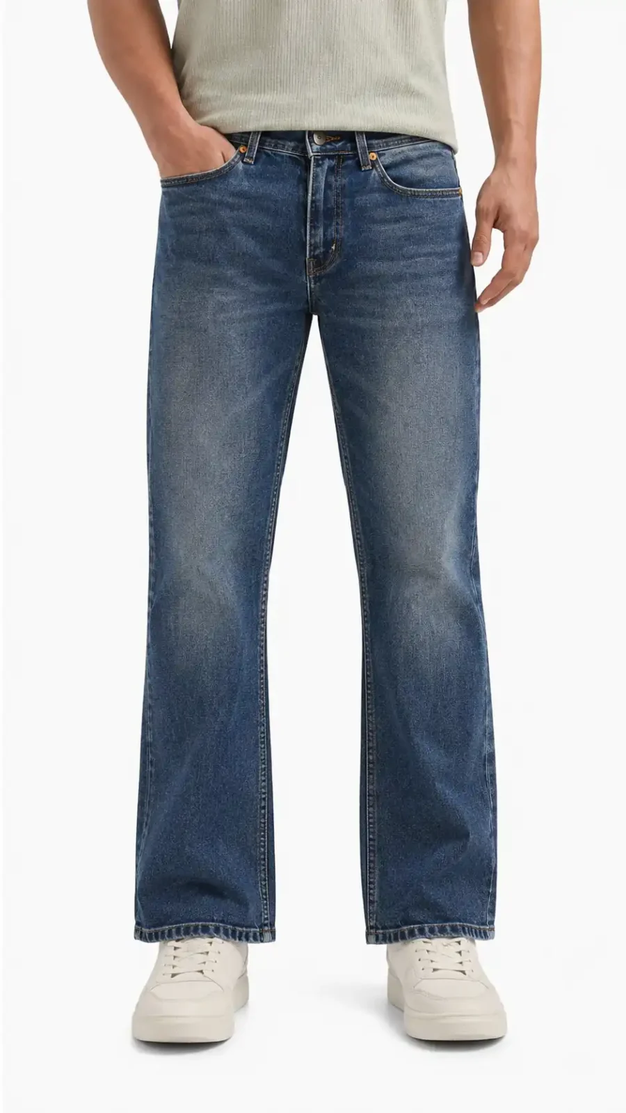 Men's Premium Mid Blue Bootcut Jeans